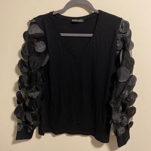 #11. Milan Kiss Long Sleeve Sheer Top with Circle Appliqués